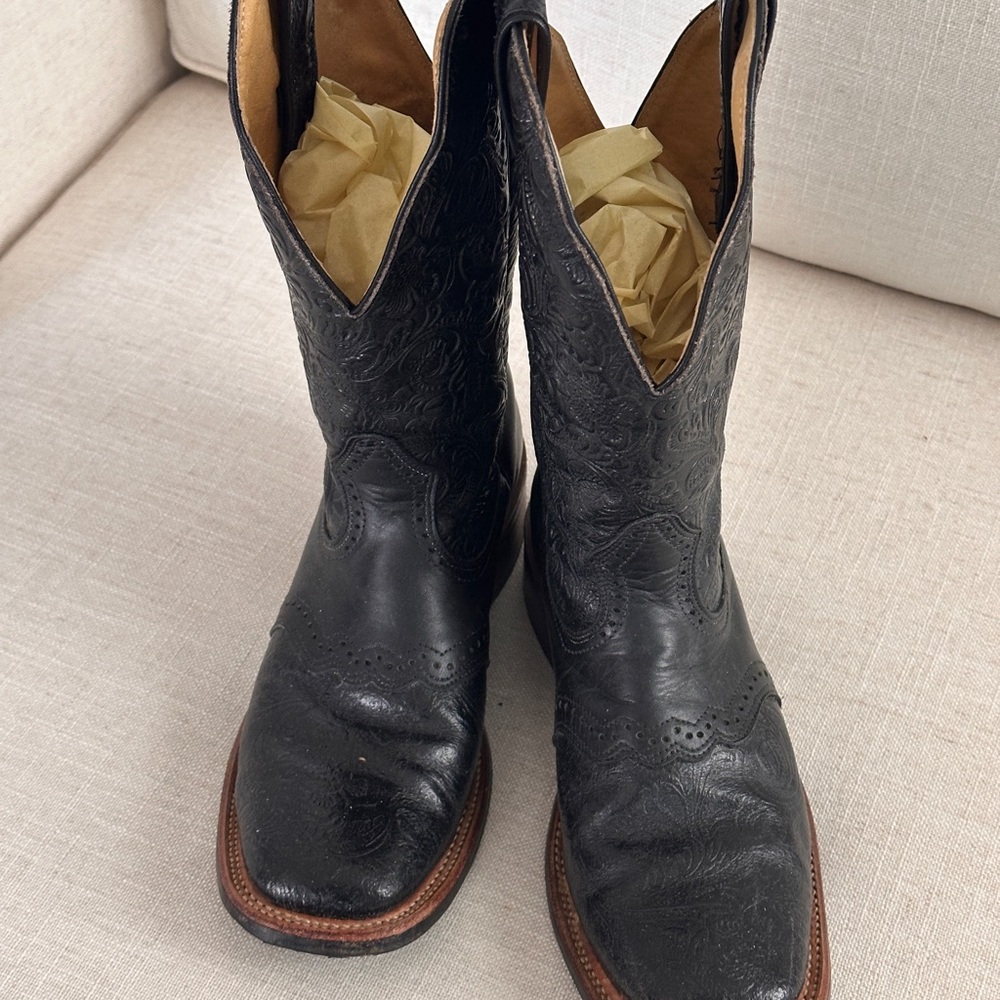 Women’s Boulet Black Leather Cowboy Boots